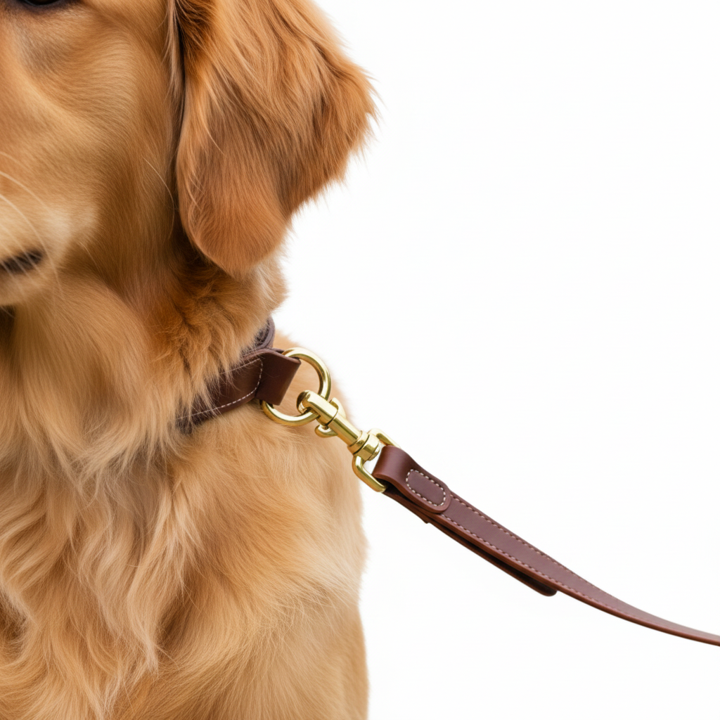 luxury leather dog leash for golden retriever